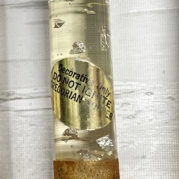 Set Of 3 Vintage Mid Century Lucite Taper Candles Metallic Copper Silver Flakes - Picture 7 of 9